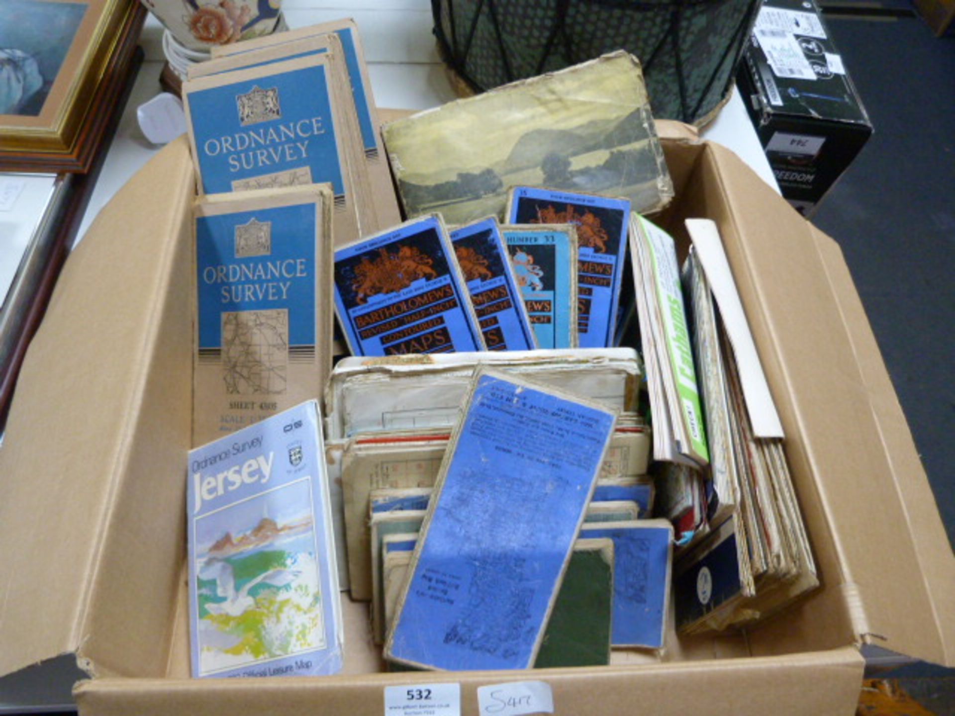 Box of Vintage Ordnance Survey Maps