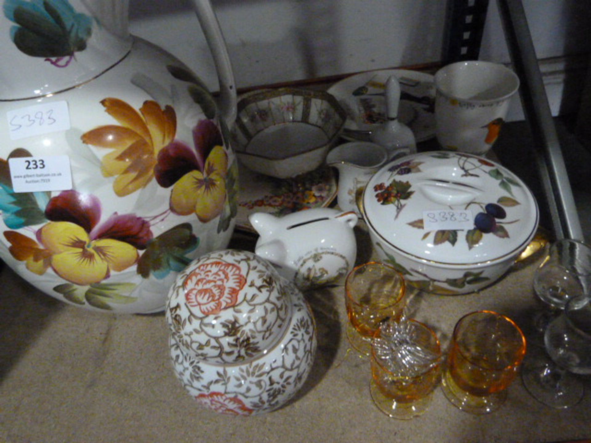 Large Floral Jug and a Quantity of China and Glass