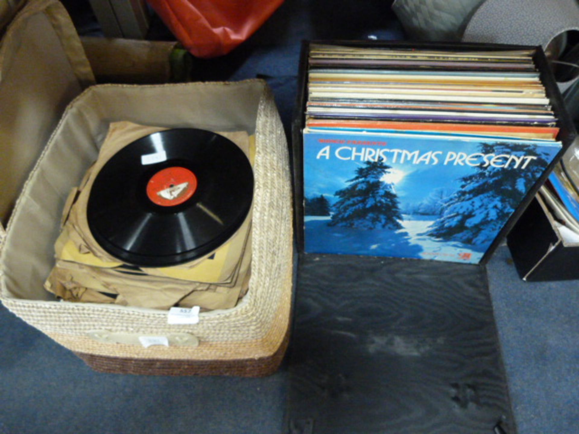 Collection of 78rpm Records and a Box of LPs