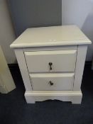 White Two Drawer Bedside Cabinet