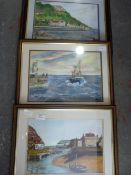 Three Seaside Water Colours by A. Saunders