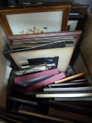 Box Containing Prints and Picture Frames