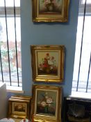 Six Gilt Framed Floral Oil Painting and a Greek Wi