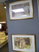 Pair of Gilt Framed Coloured Print - Continental L