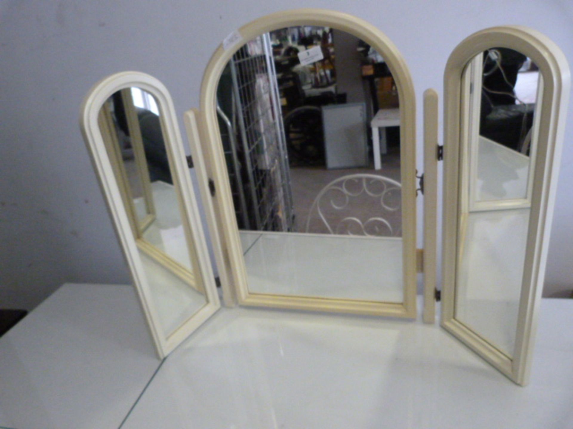 White Triple Folding Dressing Table Mirror