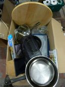 Box of Pans and Kitchen Utensils