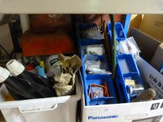 Two Boxes of Tools and Cleaning Products