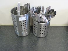 *Two Stainless Steel Cutlery Holders and Cutlery