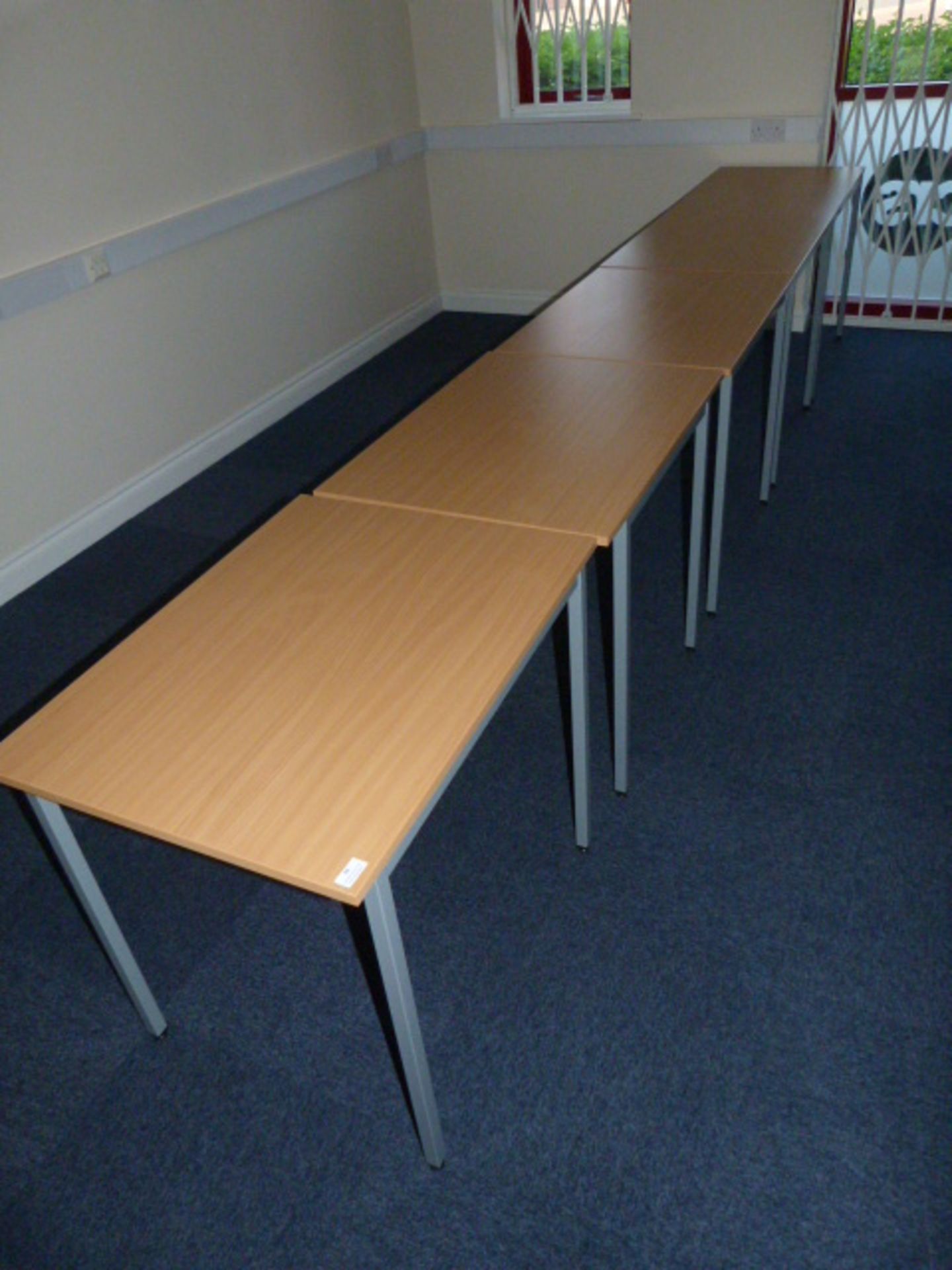 *Five Office Tables with Simulated Beech Tops on Square Legs 60x80cm