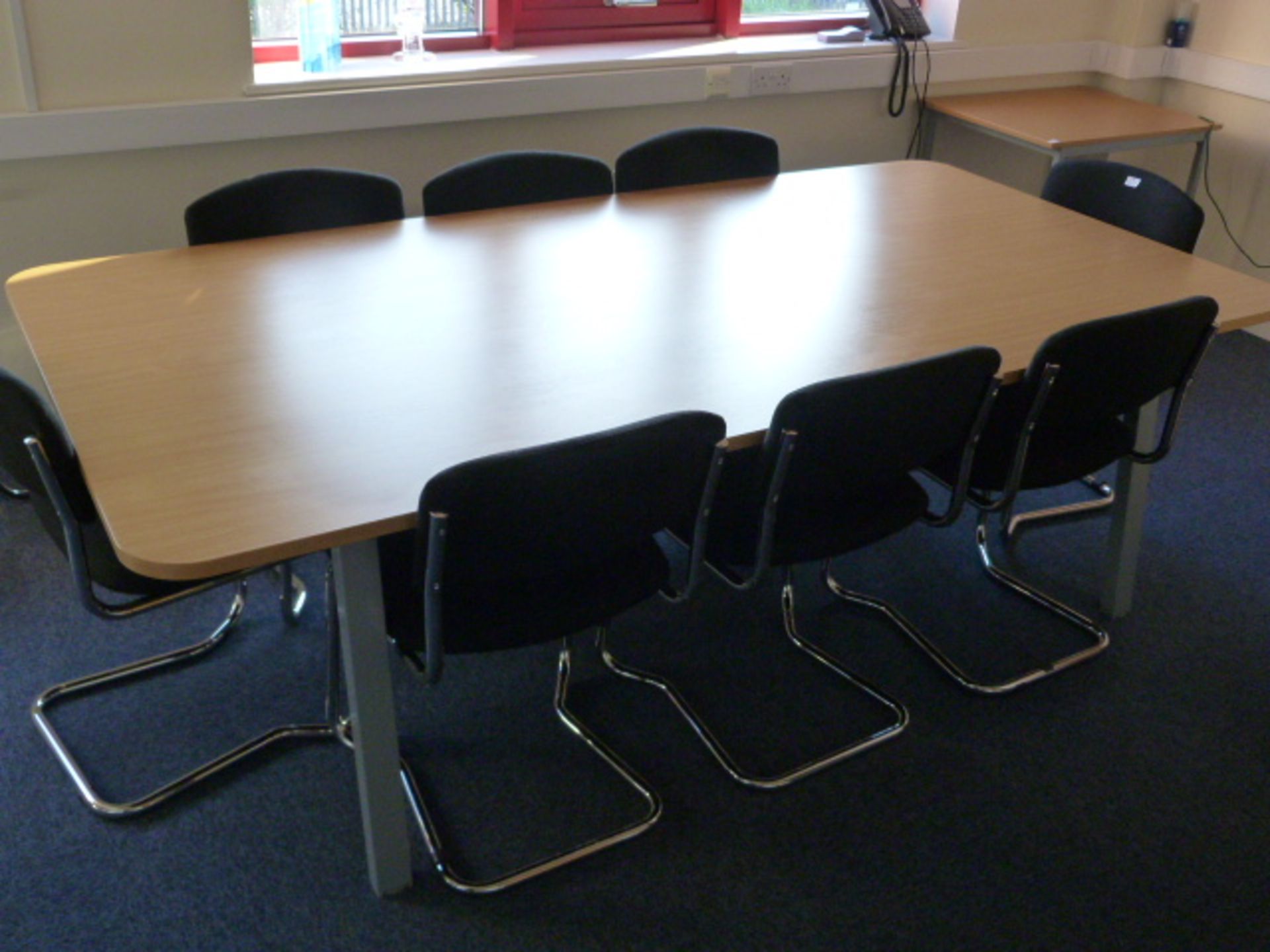 *Simulated Beech Boardroom Table on Silver Square Legs 120x240cm