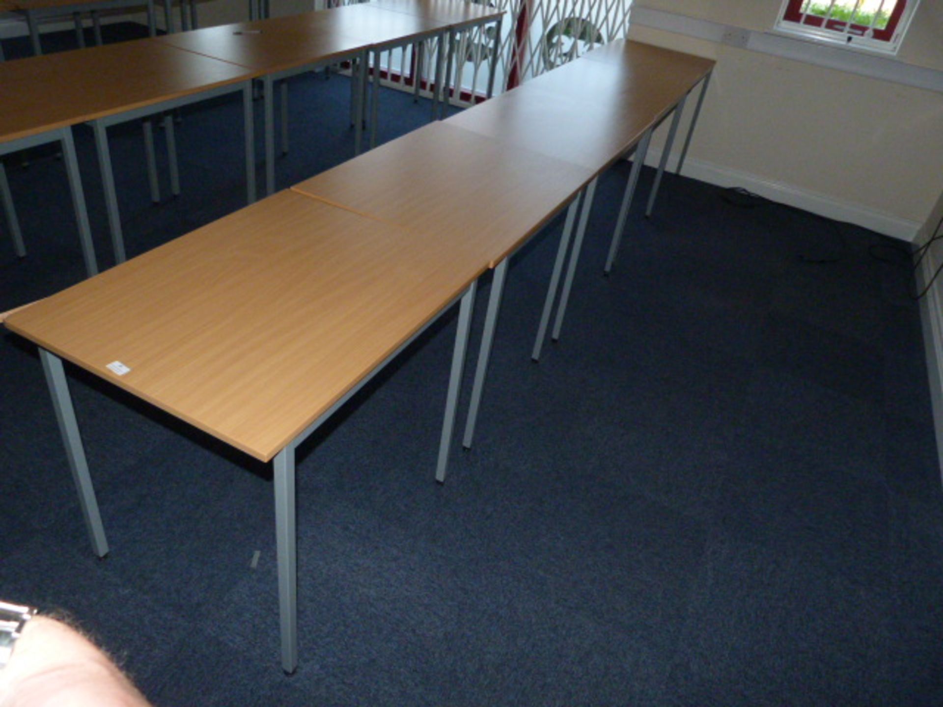 *Five Office Tables with Simulated Beech Tops on Square Legs 60x80cm