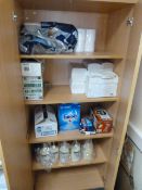 Contents of Cupboard Toilet Rolls, Hand Towels, UHT Milk, Liquid Soap, etc.