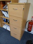 *Light Beech Four Drawer Foolscap Filing Cabinet