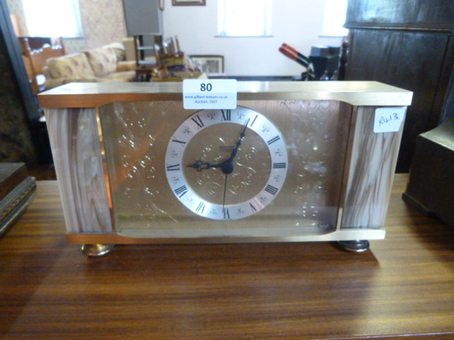 Staiger West German Onyx & Brass Mantel Clock