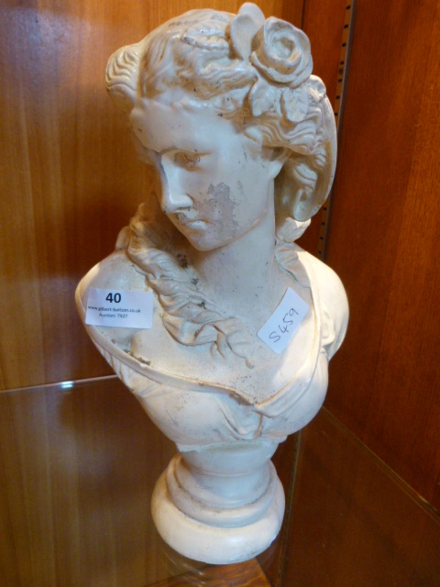 White Painted Pottery Bust