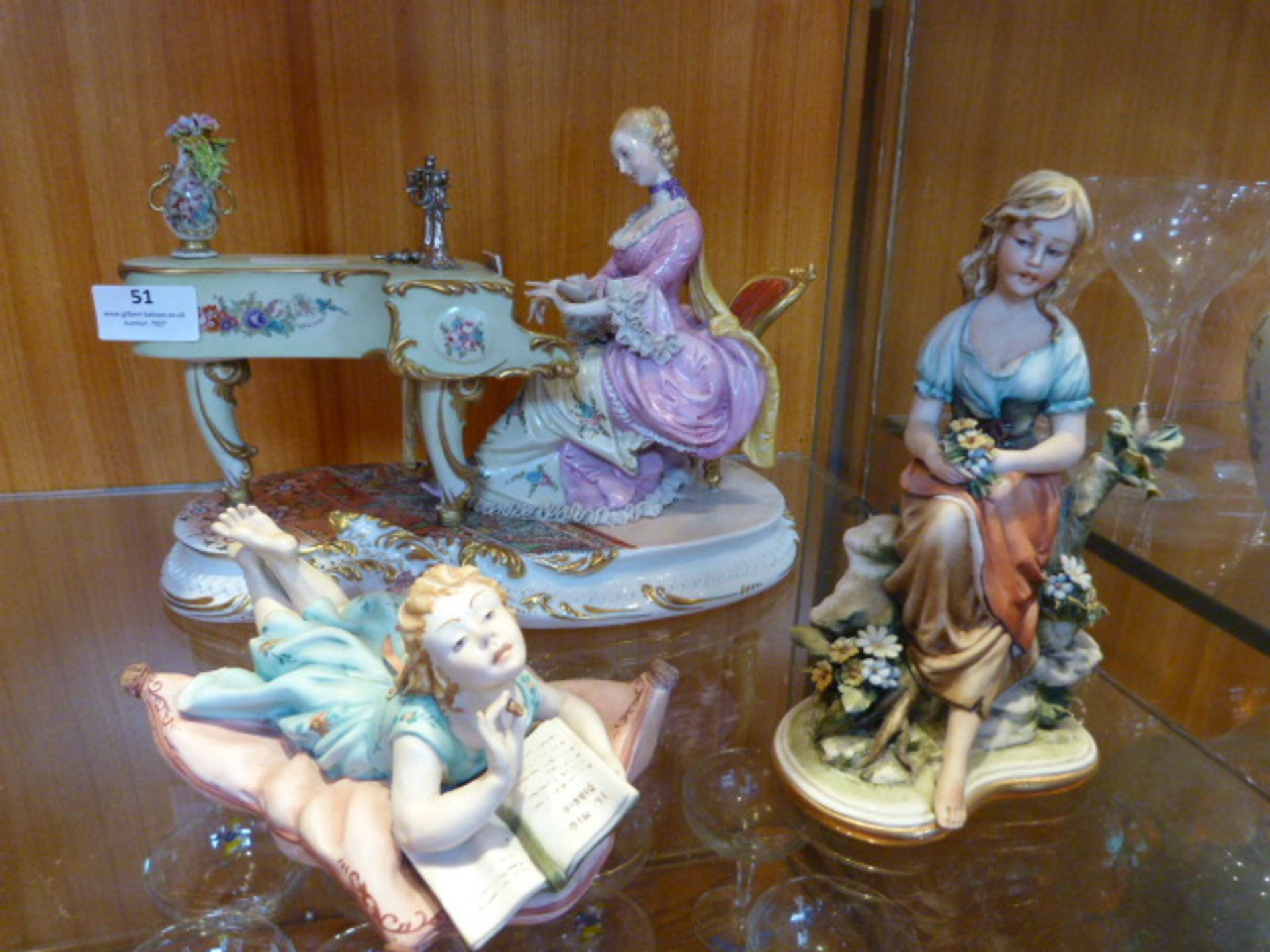 Pottery Figurines - Lady at Piano, etc.