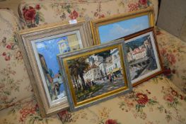 Four Framed Italian Oil Paintings - Venetian Scene