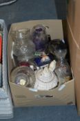 Box Containing Victorian Teapot, Ornaments, Glass