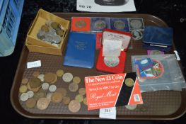 Tray Lot of Coins; Commemorative, British Copper a