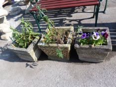 Three Concrete Garden Planter