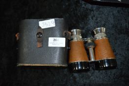 Pair of Leather Bound Binoculars with Case