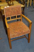 Oak Framed Armchair with Upholstered Seat and Back