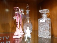Two Glass Decanter, Pair Figurines, etc.