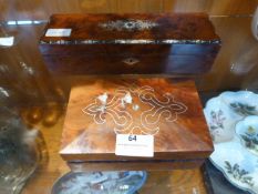Two Walnut and Mother of Pearl Inlaid Trinket Boxe