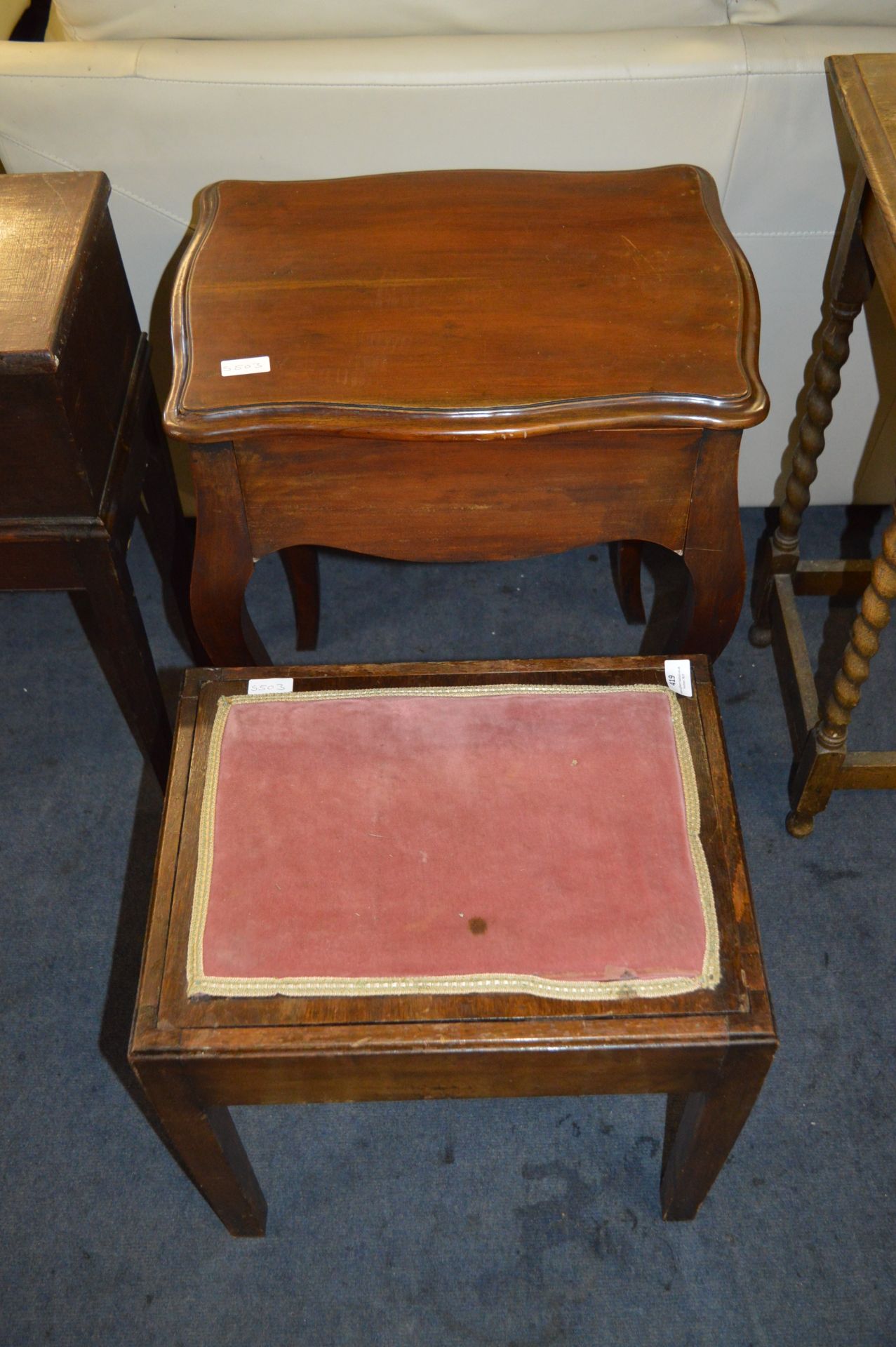 Mahogany Hal Table and Piano Stool