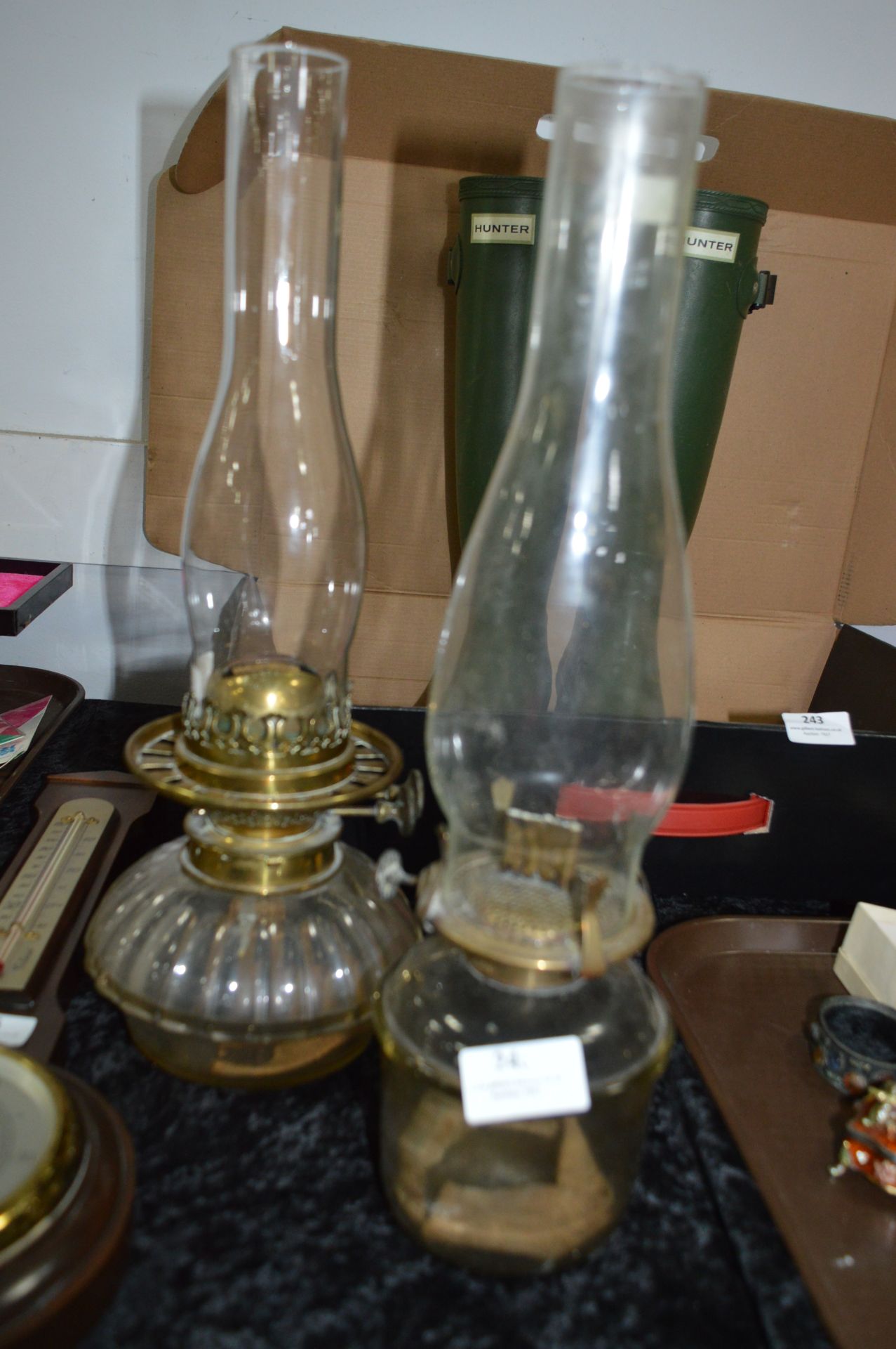 Two Glass Oil Lamps
