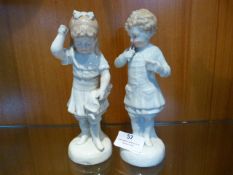 Pair of Early 20th Century Pottery Figurines - Boy