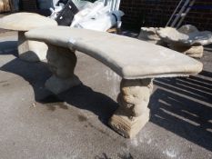Reconstituted Limestone Garden Bench with Squirrel