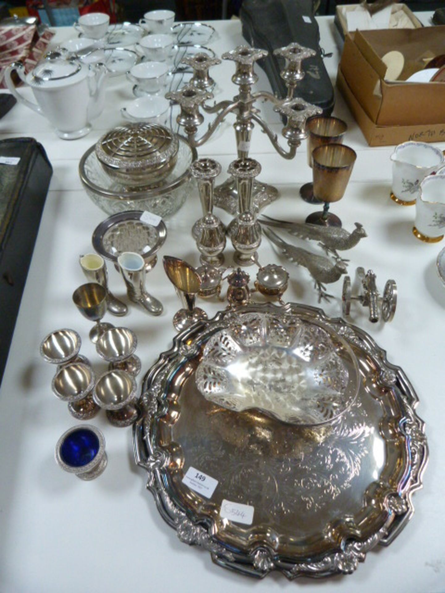 Selection of Silver Plated Items, Candelabra, Frui