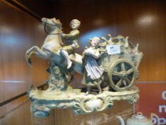 Pottery Ornament - Boy & Girl with Cart