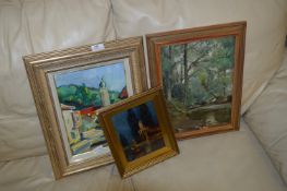 Three Framed Italian Oil Painting (One J. Robinson