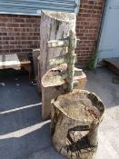 Four Carved Tree Stump Garden Seats
