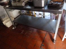 *Mobile Stainless Steel Topped Work Table with Und