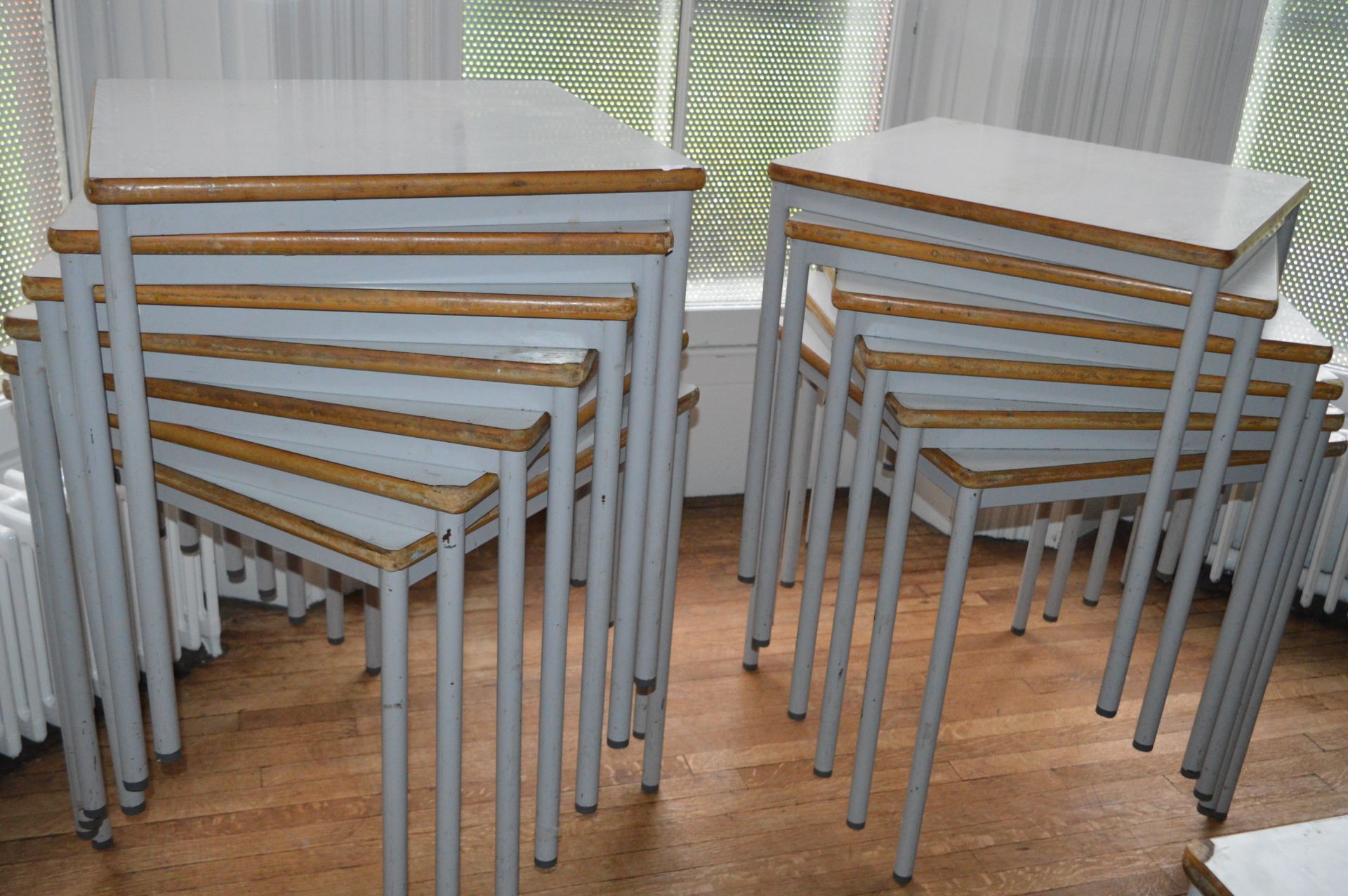 *Thirteen Tubular Steel Framed Tables with Heat Re