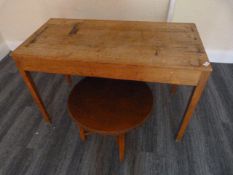 *Solid Oak Side Table on Four Square Tapered Legs