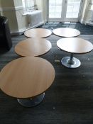 *Five Circular Occasional Tables with Light Oak To