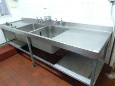 *Large Commercial Stainless Steel Double Sink Unit