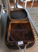 *Cast Iron Griddle Plate and Three Cast Iron Skill