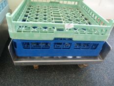 *Stainless Steel Mobile Dishwasher Tray Trolley wi