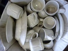Box of White China Tea Cups and Saucers etc.