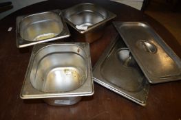 Two Small Stainless Steel Boiler Pans and Two Lids