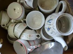 Box of Assorted China; Bowls, Teapots, etc.