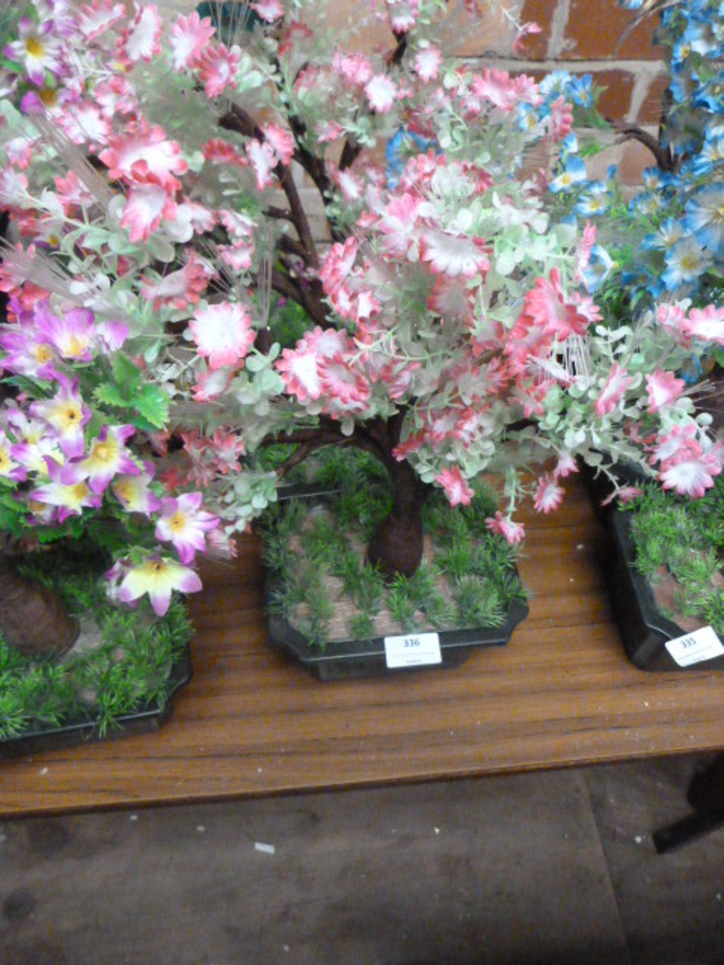 Three Fibre Optic Artificial Bonzai Trees (Pink)