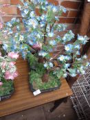 Three Fibre Optic Artificial Bonzai Trees (Blue)