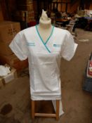 *Box Containing HA2368 White Tunics 16x Size:22 Long and 11x Size: 24 Long