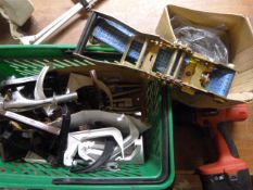 Box of Tools and Fittings Including Ratchets, Cord